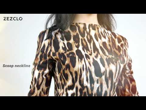 Leopard Print Dress: ZEZCLO long Sleeve A-line Vintage Dress