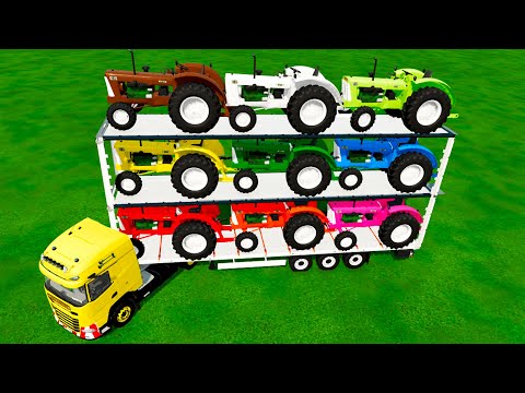 TRANSPORTING COLORED CBT TRACTORS & PARKOUR with DAF TRUCK ! Farming Simulator 22