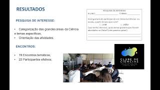A experiência de uma escola da Rede Estadual de Ensino do Rio de Janeiro na Implantação e Desenvolvimento de um Clube de Ciências