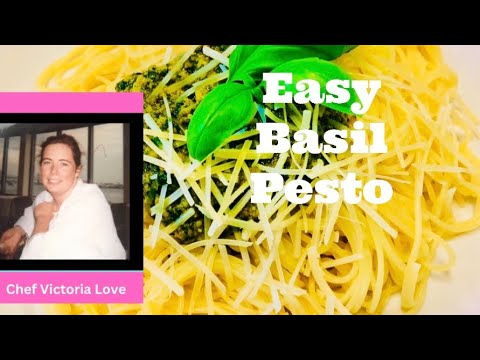 EASY BASIL PESTO with Pine Nuts, Parmesan Cheese, Garlic, Olive Oil | Recipe from Chef Victoria Love