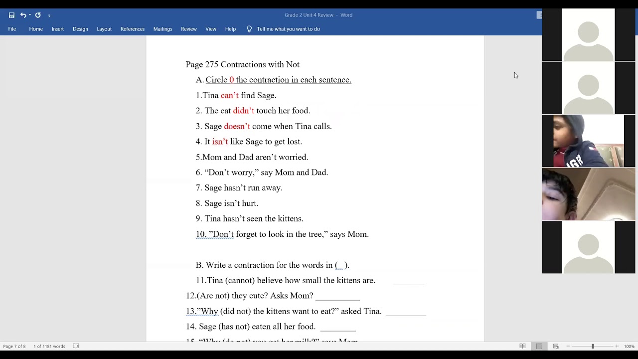 Eng Grammar Unit 4 Review Worksheets