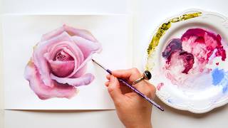 Watch this Amazing Watercolor Rose bloom with the Chaotic Flat brush strokes technique