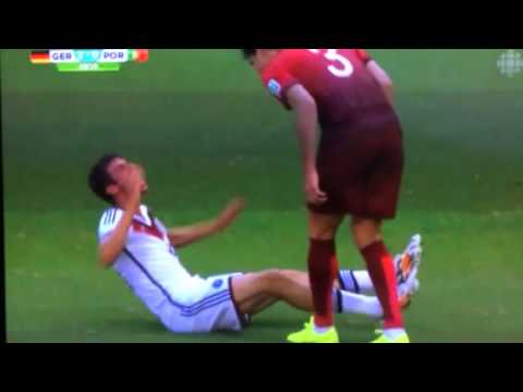 Muller's fake injury - Pepe's headbutt