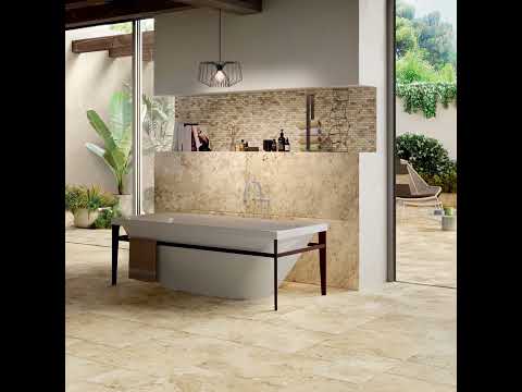 Carrelage sol effet pierre Travertin crème multi-format