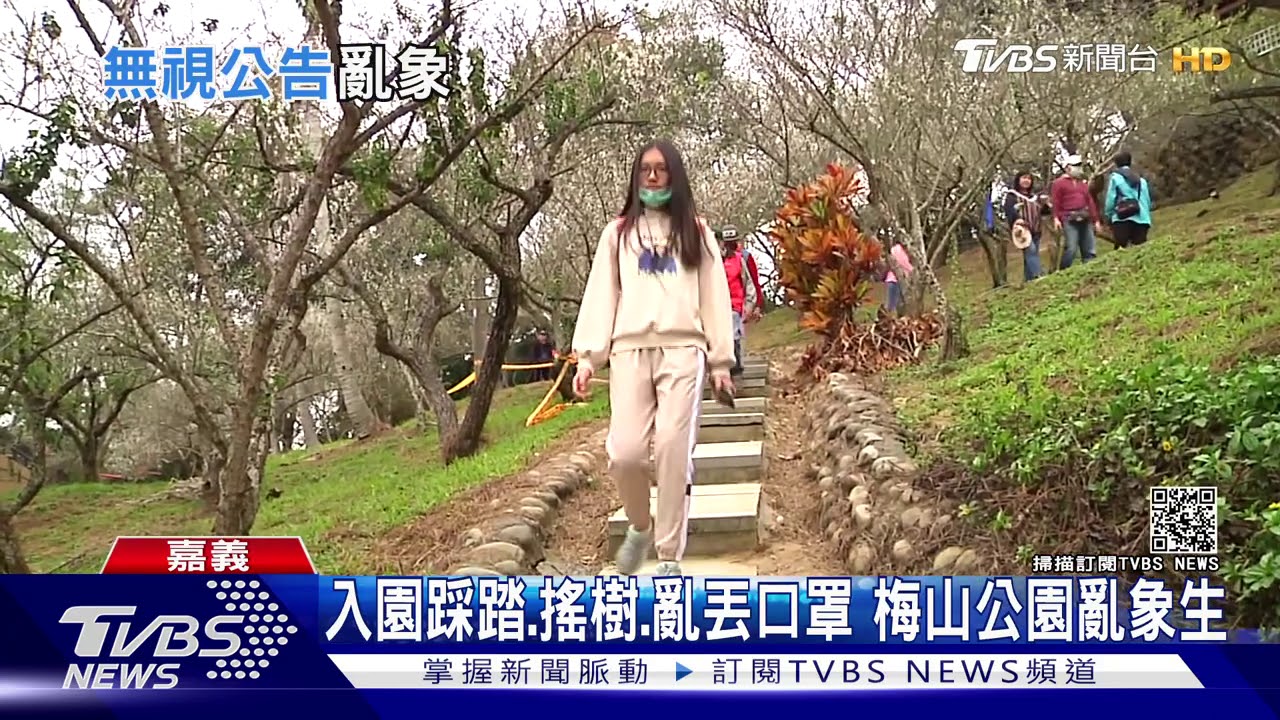 入園踩踏、搖樹、亂丟口罩 梅山公園亂象生