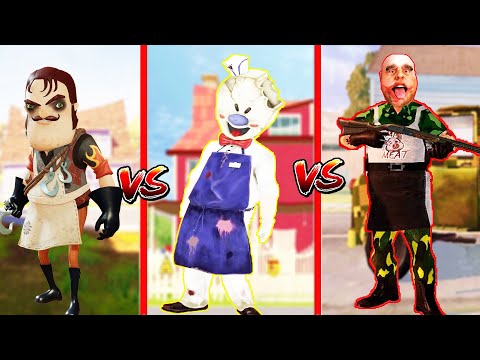 EFSANE KÖTÜ ADAM KAPIŞMASI 😲 Hello Neighbor vs Ice Scream 4 vs Mr. Meat