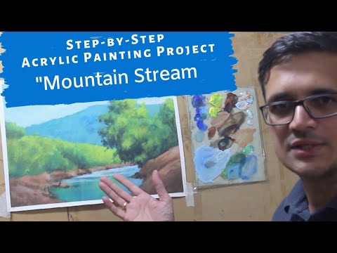 Learn To Paint A Mountain Stream - Acrylic Painting For Beginners