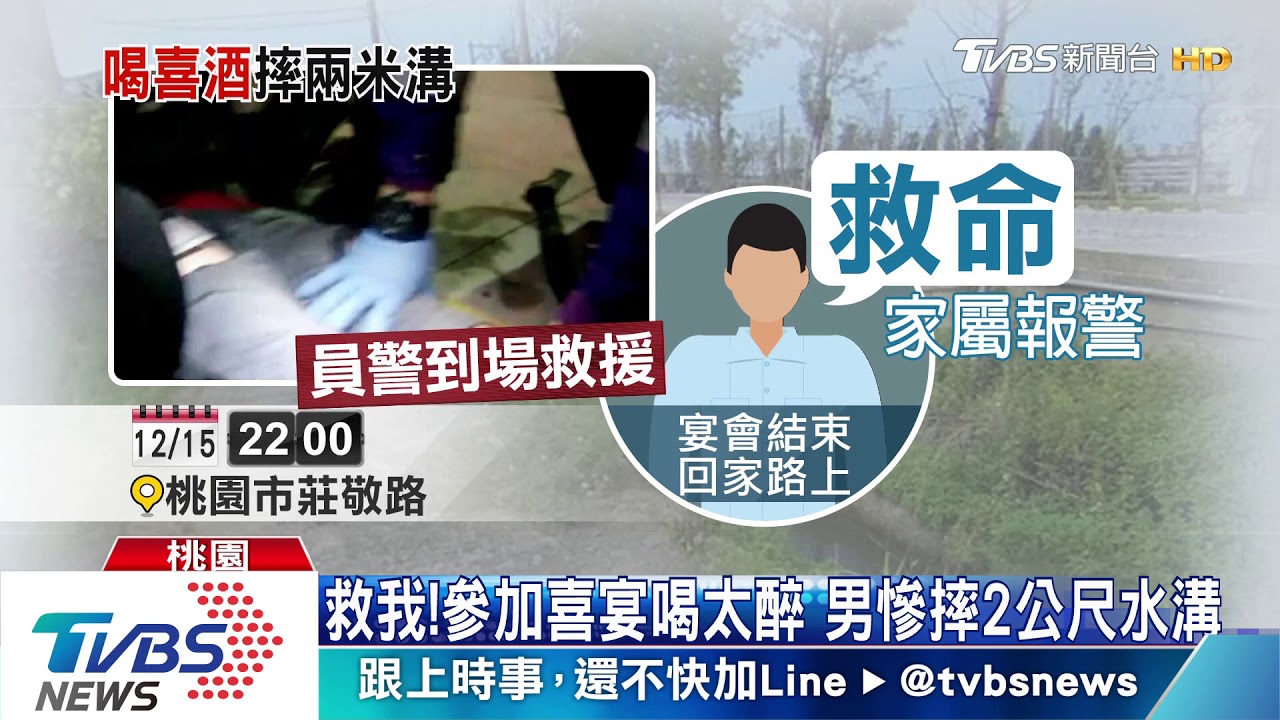 喝太多!男子摔水溝 救護人員架梯救援