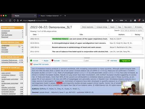 Tutorial on Rayyan Systematic Review Software