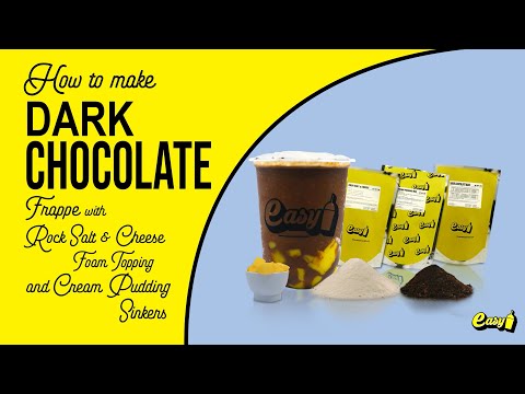 How to make Dark Chocolate Frappe w/ Rock Salt & Cheese foam topping and Cream Pudding sinkers