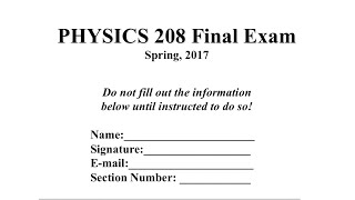 TAMU PHYS 207 Final Exam 2017 Solutions