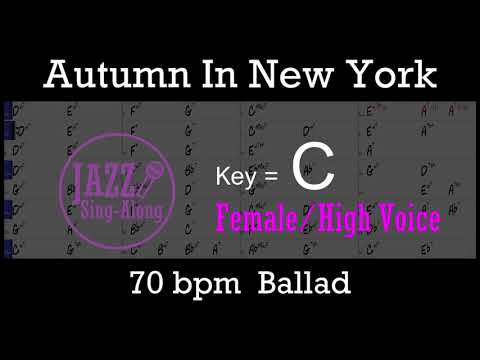 Autumn In New York - Backing Track with Intro + Lyrics in C (Female) - Jazz Sing-Along