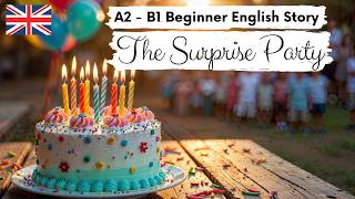 BEGINNER ENGLISH STORY 🎂The Surprise Party A2 - B1 | Level 4 | English Listening & Reading Practice