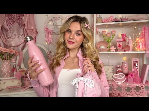 ASMR Giving You A 1h Pink Pilates Princess Makeover 🎀🩰🌷(skincare, hair, makeup, outfit)