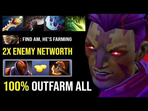 How to Outfarm Anyone on the Map - 13Min Battlefury AM Insanely 2x Enemy Networth 985 GPM DotA 2