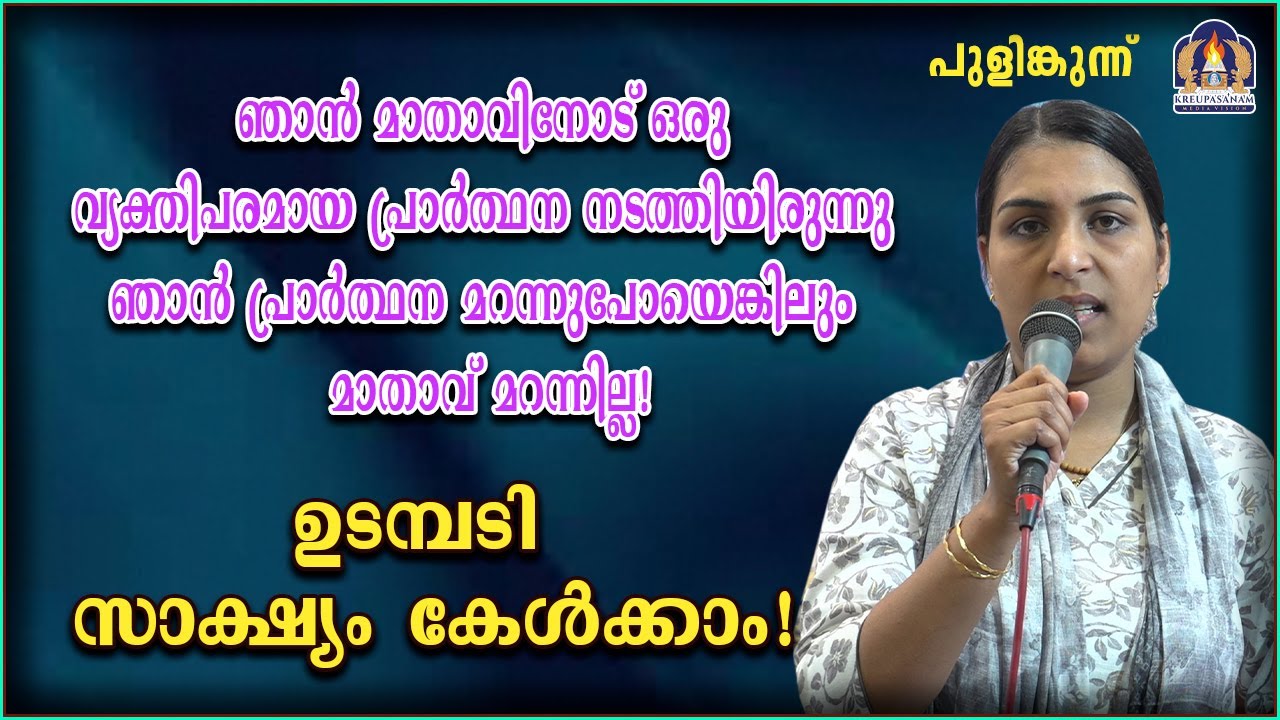 ഞാൻ മാതാവിനോട് ഒരു വ്യക്തിപരമായ പ്രാർത്ഥന നടത്തിയിരുന്നു ഞാൻ പ്രാർത്ഥന മറന്നുപോയെങ്കിലും