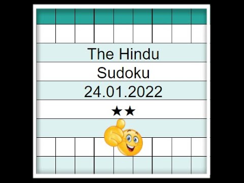 🔊How to Solve The Hindu Sudoku 2 Star | Step by Step Solution | 24.01.2022| Difficulty Level  ★★