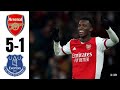 Arsenal vs Everton 5-1 - Martinelli penalty goal, Nketiah goal, Odegaard goal, Gabriel & Cedric Goal