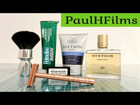 Henson AL13 DE Razor | Palmolive Shaving Cream with Stetson Classic Aftershave and Spirit Balm.