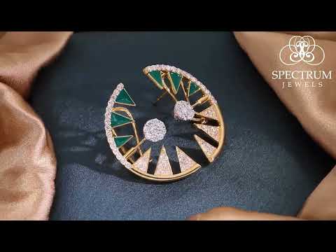 Diamond Crescent Half Moon Ear Climber Earrings in 18k Solid White Gold (SEE-13637)