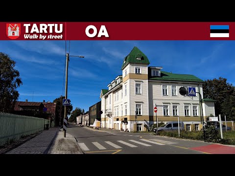 Tartu, Estonia. Walk by street. Oa tänav/street. 4K