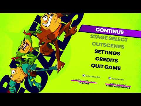 Battletoads HUD during combat showing key indicators spread across corners, used to document readability risk while fighting 3