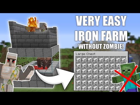 Minecraft Easy IRON FARM Without a Zombie - Tutorial 1.18+