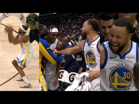 Steph & Buddy having fun after Moses Moody hits 7 threes in first qtr vs Pelicans