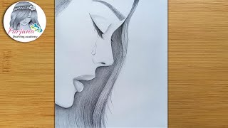 How to draw a sad girl - step by step   Pencil ske