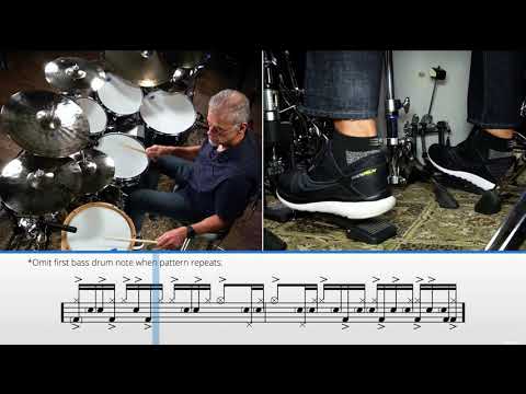 David Garibaldi demonstrating Oakland Stroke drum pattern for 10 minutes (with chart) - Drumeo