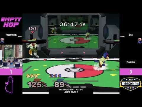 Preeminent (Fox) vs. Daz (Falco) - Melee Singles Losers Top 8 - Empty Hop
