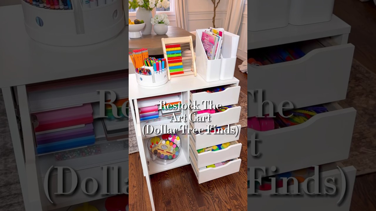 Restock the art cart with Dollar Tree finds! #asmr #restock #artcart #momlife #dollartree #diy #fyp