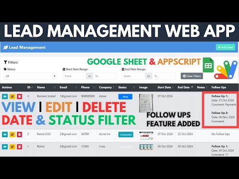 Lead Management Web App with Follow Ups Using #googlesheet & #appsscript | B52