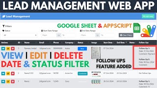 Lead Management Web App with Follow Ups Using #googlesheet & #appsscript | B52
