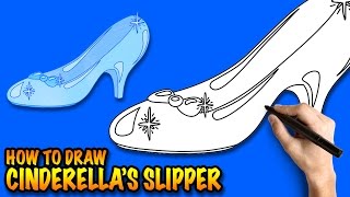 How to draw Cinderella's Glass Slipper - Easy step-by-step drawing tutorial