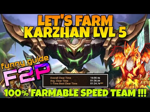 F2P LET'S FARM KARZHAN BOSS  5 SPEED TEAM SUMMONERS WAR