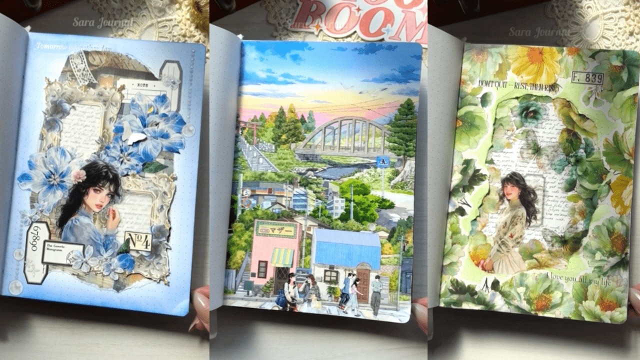 ASMR Creative journaling ideas｜Scrapbooking ideas｜Artistic journaling｜Satisfying asmr sounds