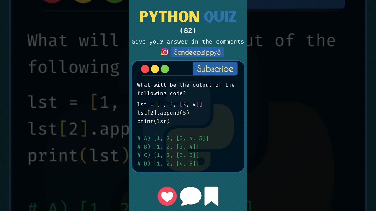 Python Quiz (Learn python) #python #pythonprogramming #python3 #pythontutorial #pythonforbeginners
