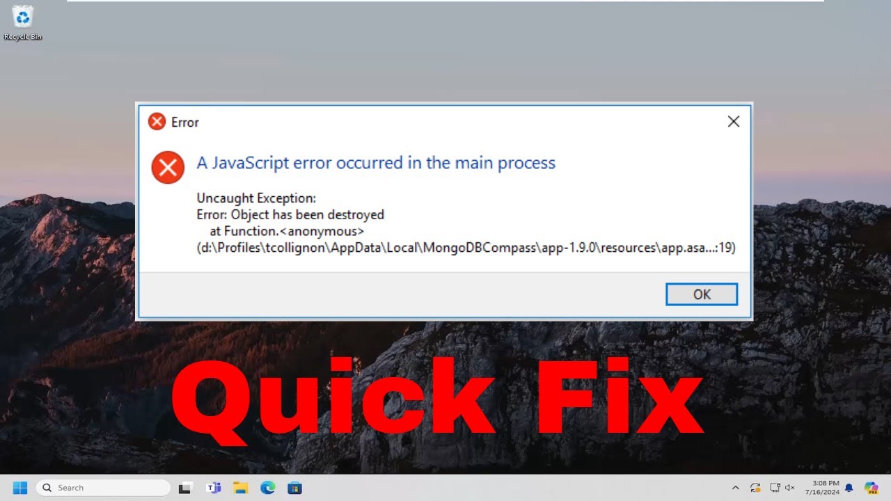 A JavaScript Error Occurred in the Main Process Message FIX [Guide]