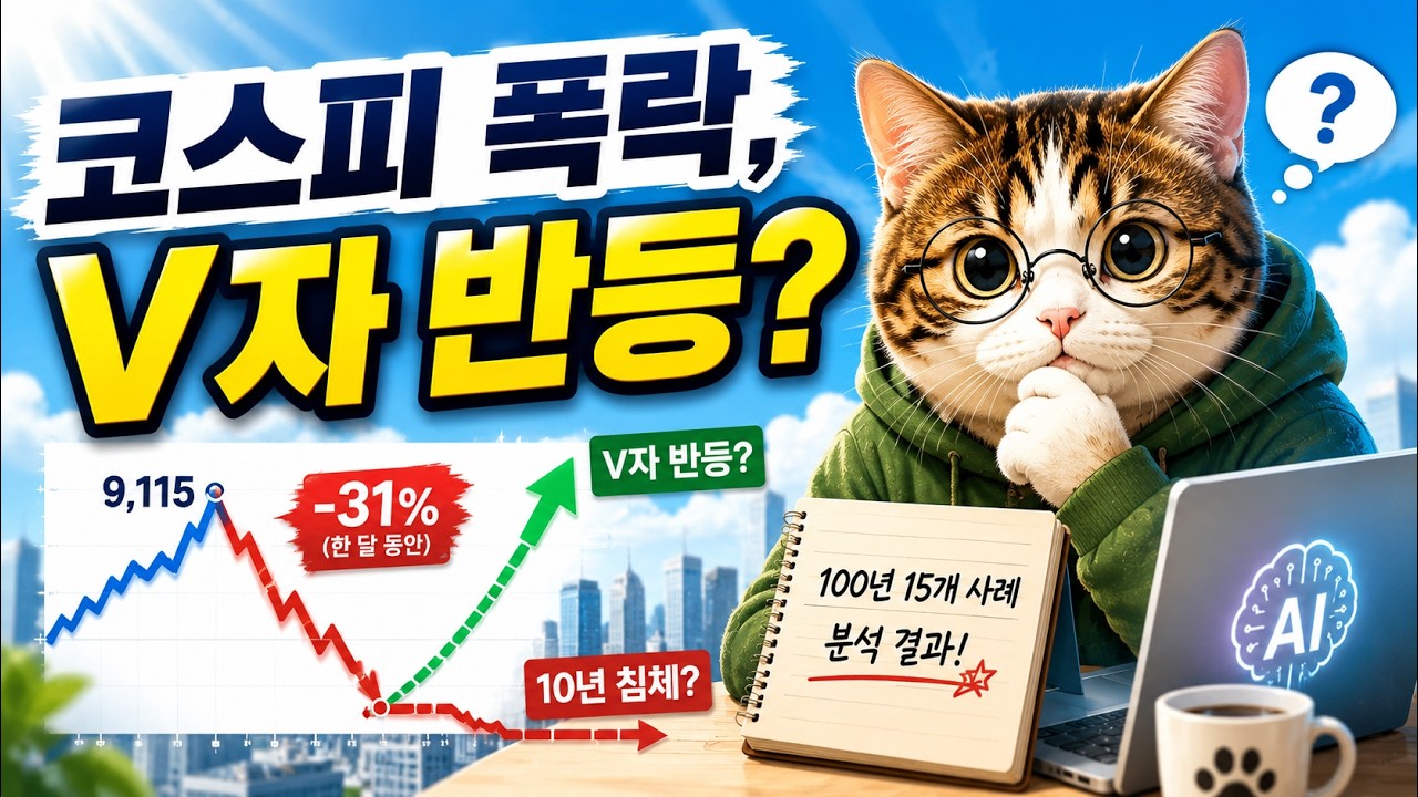 코스피 폭락 후 V자 반등일까 L자 장기침체일까 — 100년 15개 폭락 사례로 본 회복 패턴 (AI 펀드매니저 6편)