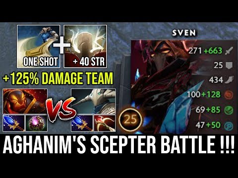 7.22 Aghanim's Battle!!! WTF Sven Scepter +125% DAMAGE ALL TEAM Vs Pro Scepter Ember Top MMR DotA 2