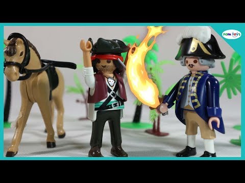 Playmobil Pirate Treasure Island Playset : Pirate steals Horse Pretend Play - Popa Toys