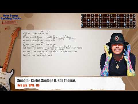 🎸 Smooth - Carlos Santana ft. Rob Thomas Guitar Backing Track with chords and lyrics Video