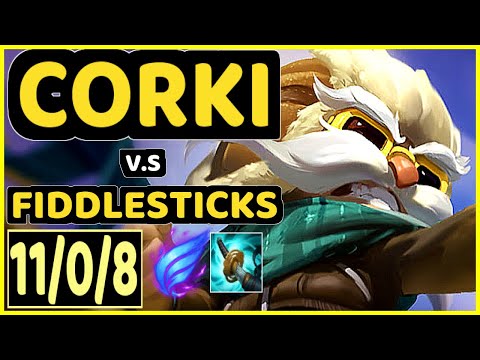 DAWIDSONEK (CORKI) vs FIDDLESTICKS - 11/0/8 KDA MID GAMEPLAY - EUW Ranked MASTER
