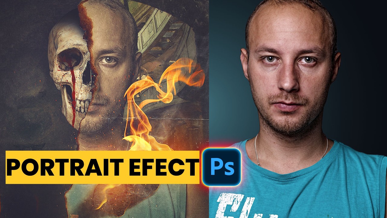 Dark Skull Portrait Compositing Technique