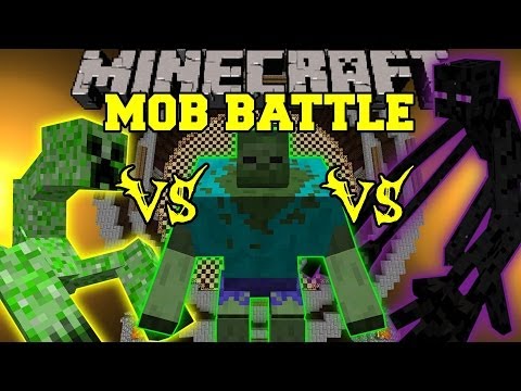 Craziest Minecraft Mob Battle: Mutant Enderman vs Mutant Creeper vs Mutant Zombie!