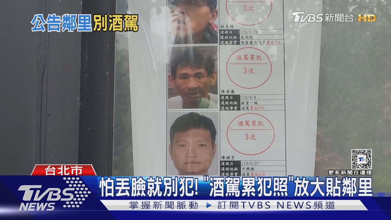 怕丟臉就別犯! 「酒駕累犯照」放大貼鄰里