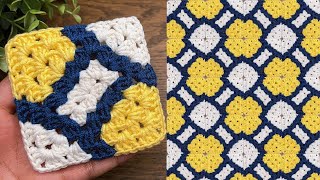 How to crochet granny square,easy&beautiful pattern 