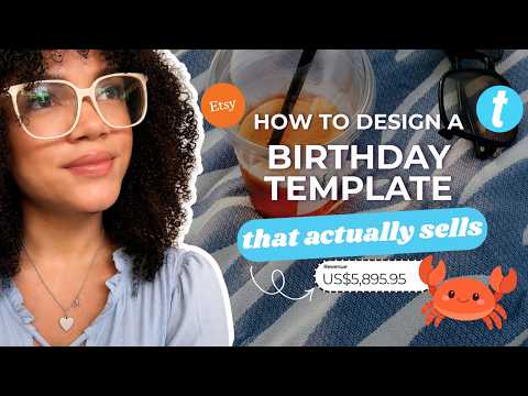 🦀🏝️Design a Trendy Summer Birthday Invite to Sell on Etsy🎂🐚