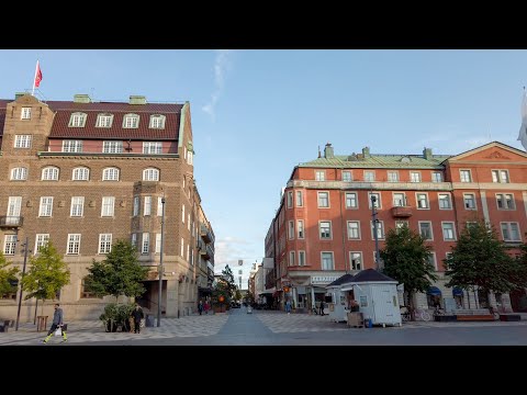 Walking around in Eskilstuna, Sweden - Virtual walk in Eskilstuna city (Street sounds, 4K 60fps)